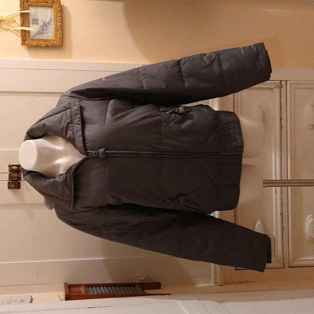Columbia grey embossed hooded jacket Sz 18/20